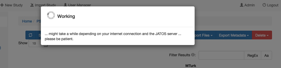 Picture of jatos server with working symbol